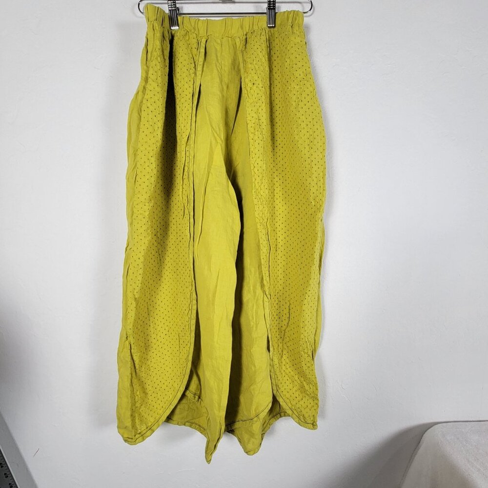 Cynthia Ashby Wrap Pants Womens Medium Green Elastic Waistband Art To Wear New
